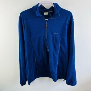 LL Bean VTG Royal Blue Half Zip Fleece Pullover No Size Fits Like Woman’s‎ XL